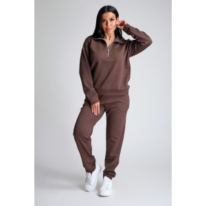 Костюм двойка женский №32829 тесла (р-ры: 44-58) шоколад