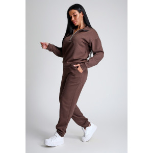 Костюм двойка женский №32829 тесла (р-ры: 44-58) шоколад