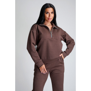 Костюм двойка женский №32829 тесла (р-ры: 44-58) шоколад