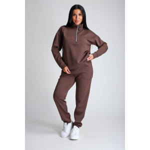 Костюм двойка женский №32829 тесла (р-ры: 44-58) шоколад