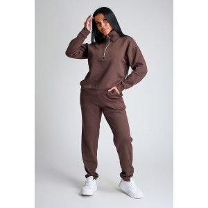 Костюм двойка женский №32829 тесла (р-ры: 44-58) шоколад