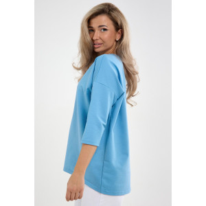 Лонгслив женский "Life" футер 2-х нитка (р-ры: 46-64) голубой