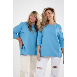 Лонгслив женский "Life" футер 2-х нитка (р-ры: 46-64) голубой