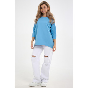 Лонгслив женский "Life" футер 2-х нитка (р-ры: 46-64) голубой