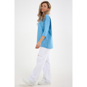 Лонгслив женский "Life" футер 2-х нитка (р-ры: 46-64) голубой