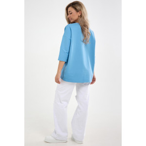 Лонгслив женский "Life" футер 2-х нитка (р-ры: 46-64) голубой