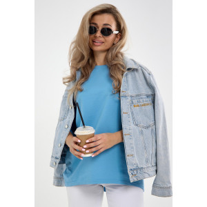 Лонгслив женский "Life" футер 2-х нитка (р-ры: 46-64) голубой