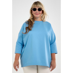 Лонгслив женский "Life" футер 2-х нитка (р-ры: 46-64) голубой