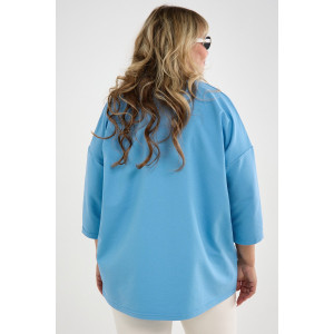 Лонгслив женский "Life" футер 2-х нитка (р-ры: 46-64) голубой