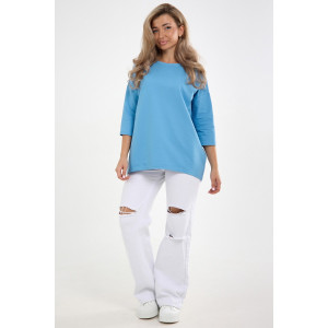 Лонгслив женский "Life" футер 2-х нитка (р-ры: 46-64) голубой