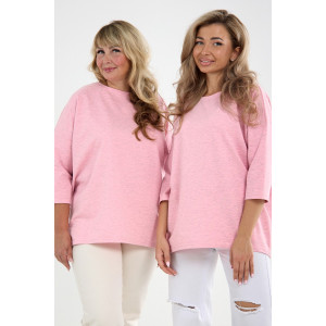 Лонгслив женский "Life" футер 2-х нитка (р-ры: 46-64) розовый