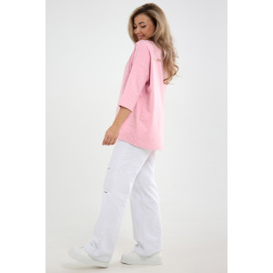 Лонгслив женский "Life" футер 2-х нитка (р-ры: 46-64) розовый