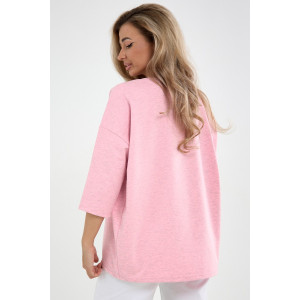 Лонгслив женский "Life" футер 2-х нитка (р-ры: 46-64) розовый