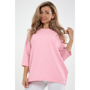 Лонгслив женский "Life" футер 2-х нитка (р-ры: 46-64) розовый