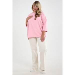 Лонгслив женский "Life" футер 2-х нитка (р-ры: 46-64) розовый