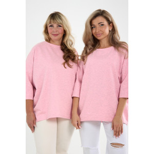 Лонгслив женский "Life" футер 2-х нитка (р-ры: 46-64) розовый