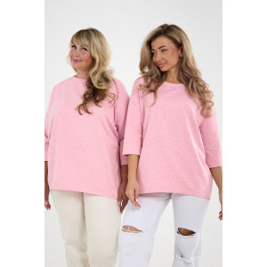 Лонгслив женский "Life" футер 2-х нитка (р-ры: 46-64) розовый