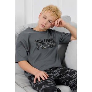 Костюм двойка детский "Экипаж-1" кулирка (р-ры: 140-170) графитовый