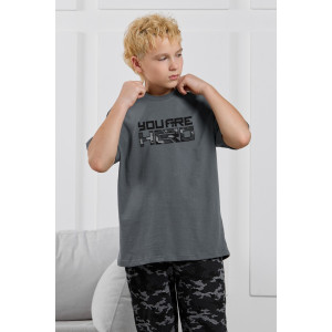 Костюм двойка детский "Экипаж-1" кулирка (р-ры: 140-170) графитовый