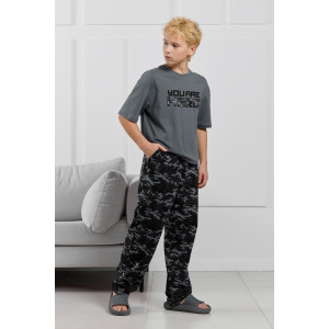 Костюм двойка детский "Экипаж-1" кулирка (р-ры: 140-170) графитовый