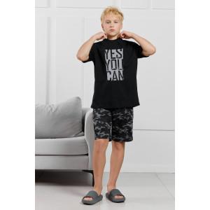 Костюм двойка детский "Экипаж-2" кулирка (р-ры: 140-170) черный