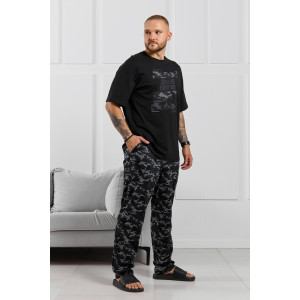 Костюм двойка мужской "Экипаж-3" кулирка (р-ры: 48-58) черный