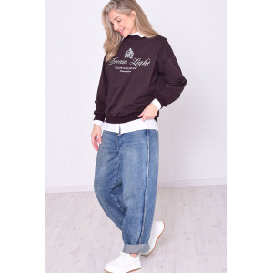 Джемпер женский 6221 футер 2-х нитка (р-ры: 42-56) коричневый