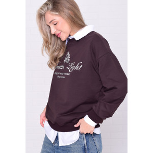 Джемпер женский 6221 футер 2-х нитка (р-ры: 42-56) коричневый