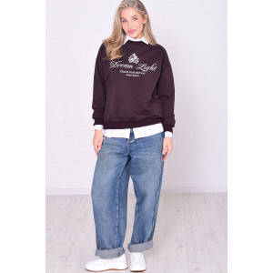 Джемпер женский 6221 футер 2-х нитка (р-ры: 42-56) коричневый