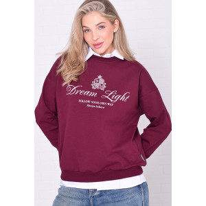 Джемпер женский 6221а футер 2-х нитка (р-ры: 42-56) бордо