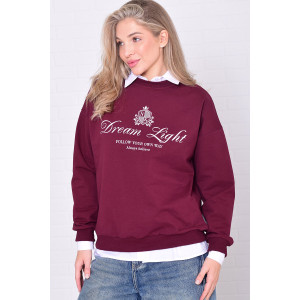 Джемпер женский 6221а футер 2-х нитка (р-ры: 42-56) бордо