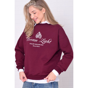 Джемпер женский 6221а футер 2-х нитка (р-ры: 42-56) бордо