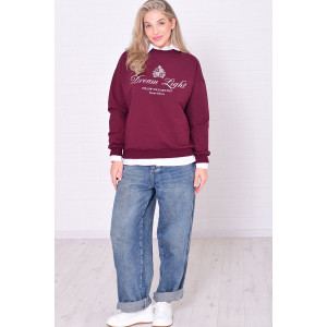 Джемпер женский 6221а футер 2-х нитка (р-ры: 42-56) бордо