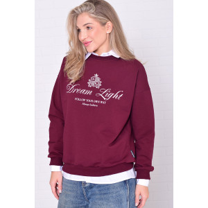 Джемпер женский 6221а футер 2-х нитка (р-ры: 42-56) бордо