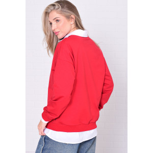 Джемпер женский 6221в футер 2-х нитка (р-ры: 42-56) красный