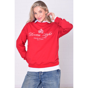 Джемпер женский 6221в футер 2-х нитка (р-ры: 42-56) красный