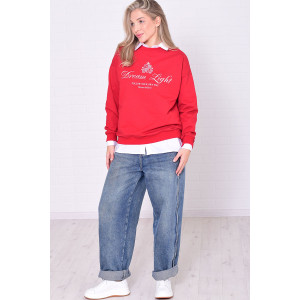 Джемпер женский 6221в футер 2-х нитка (р-ры: 42-56) красный