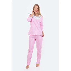 Пижама женская ПЖ23 футер (р-ры: 46-60) розовая мелкая клетка