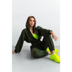 Костюм двойка женский КС-201ФР/ХАК футер 2-х нитка (р-ры: 42-52) хаки