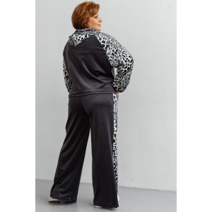 Костюм двойка женский КС-200ВР/СЕРЛЕО велюр (р-ры: 46-56) серый леопард