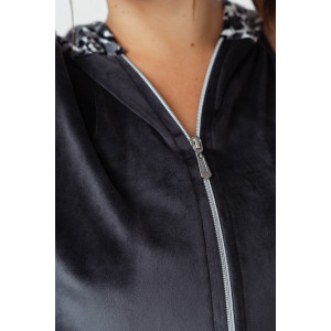 Костюм двойка женский КС-200ВР/СЕРЛЕО велюр (р-ры: 46-56) серый леопард