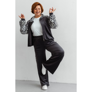 Костюм двойка женский КС-200ВР/СЕРЛЕО велюр (р-ры: 46-56) серый леопард