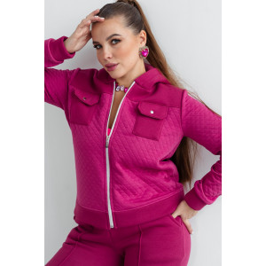 Костюм двойка женский КС-202КПТНЧ/МАЛ капитоний с начёсом (р-ры: 48-58) малина