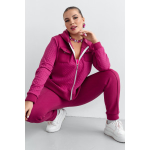 Костюм двойка женский КС-202КПТНЧ/МАЛ капитоний с начёсом (р-ры: 48-58) малина