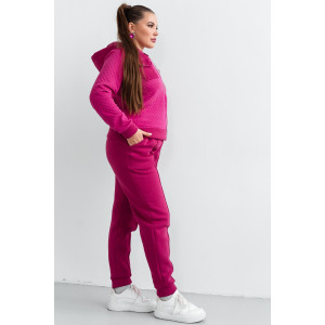 Костюм двойка женский КС-202КПТНЧ/МАЛ капитоний с начёсом (р-ры: 48-58) малина