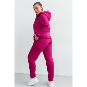 Костюм двойка женский КС-202КПТНЧ/МАЛ капитоний с начёсом (р-ры: 48-58) малина