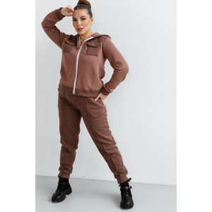 Костюм двойка женский КС-202КПТНЧ/КОФ капитоний с начёсом (р-ры: 48-58) кофе