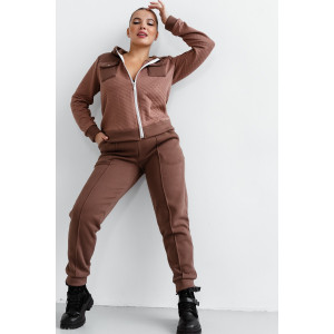 Костюм двойка женский КС-202КПТНЧ/КОФ капитоний с начёсом (р-ры: 48-58) кофе