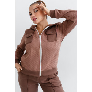 Костюм двойка женский КС-202КПТНЧ/КОФ капитоний с начёсом (р-ры: 48-58) кофе