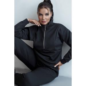 Костюм двойка женский КС-079КПТ/ЧЕР капитоний (р-ры: 44-58) черный Костюм двойка женский КС-079КПТ/ЧЕР капитоний (р-ры: 44-58) черный